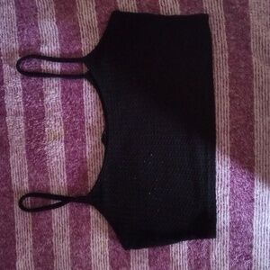 Netted black crop top